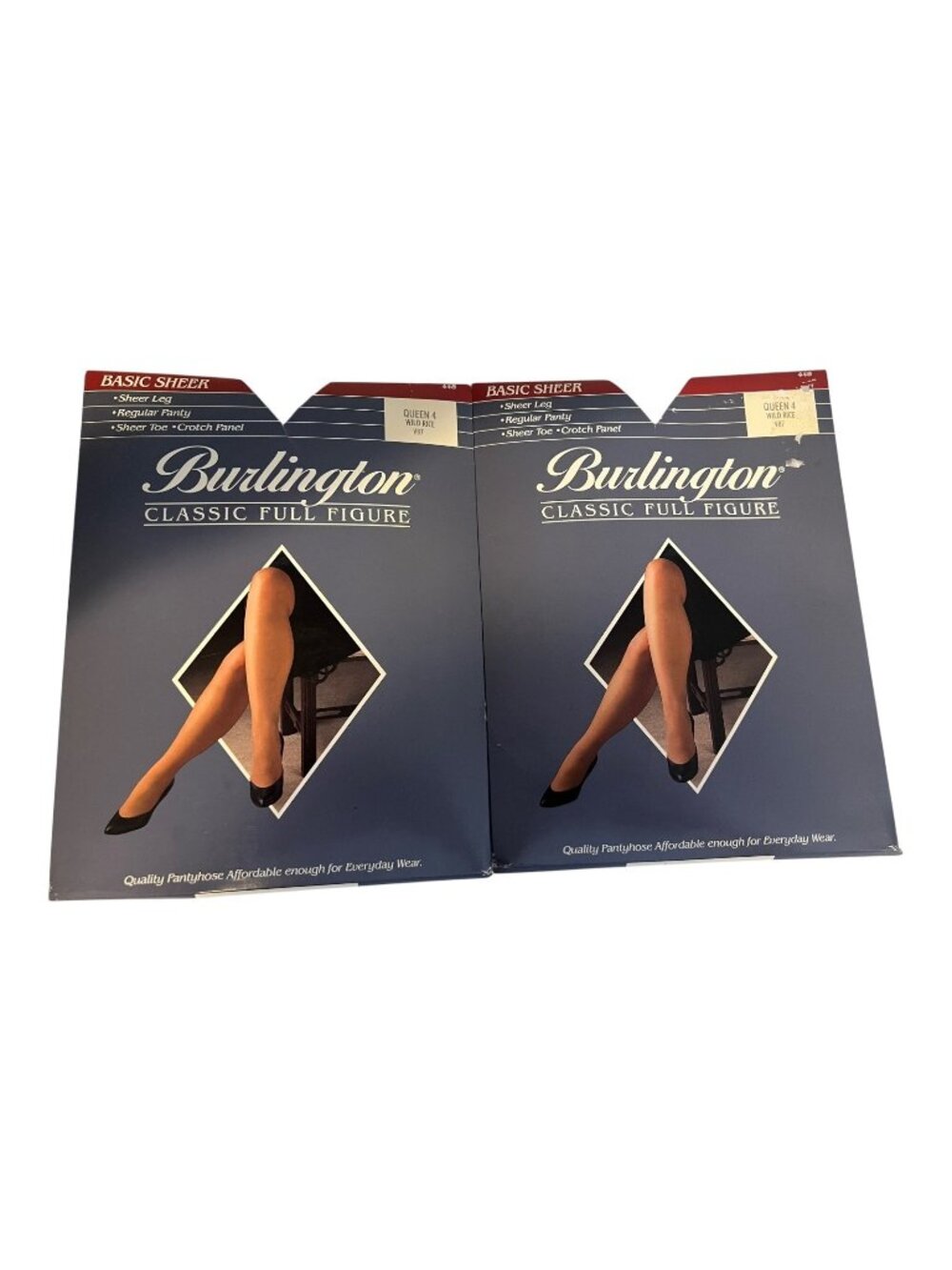 Sheer Leg Pantyhose Queen 4 Burlington Vintage Wild Rice V87 Full Figure New